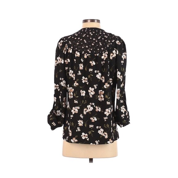 Ditsy Floral Cottagecore Henley Blouse NWT S Womens Chiffon Woven Peasant Boho - Picture 2 of 11